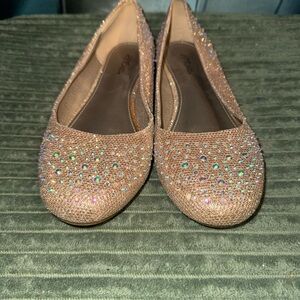 Hot Cakes Rose Gold Crystal Embellished Flats